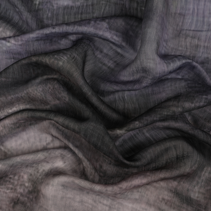 Abstract Printed Organza - Grey