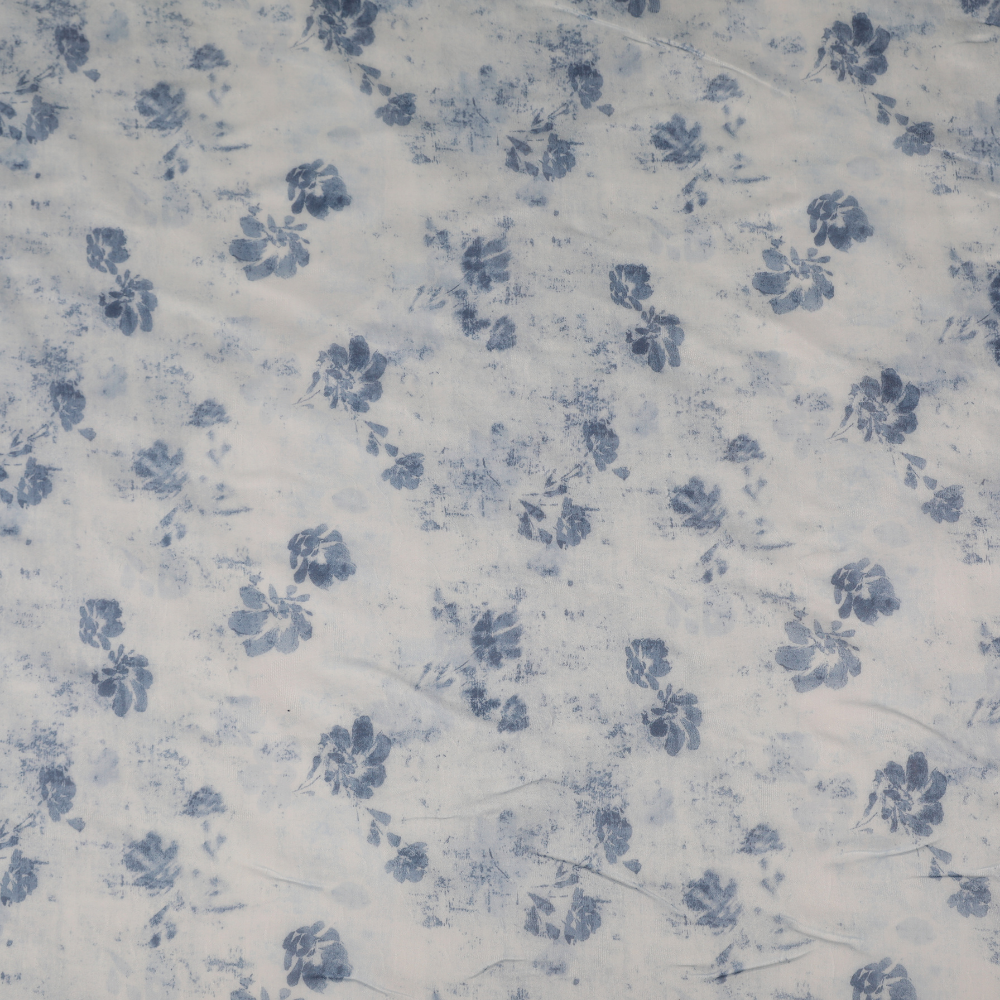 Floral Printed Organza - Blue