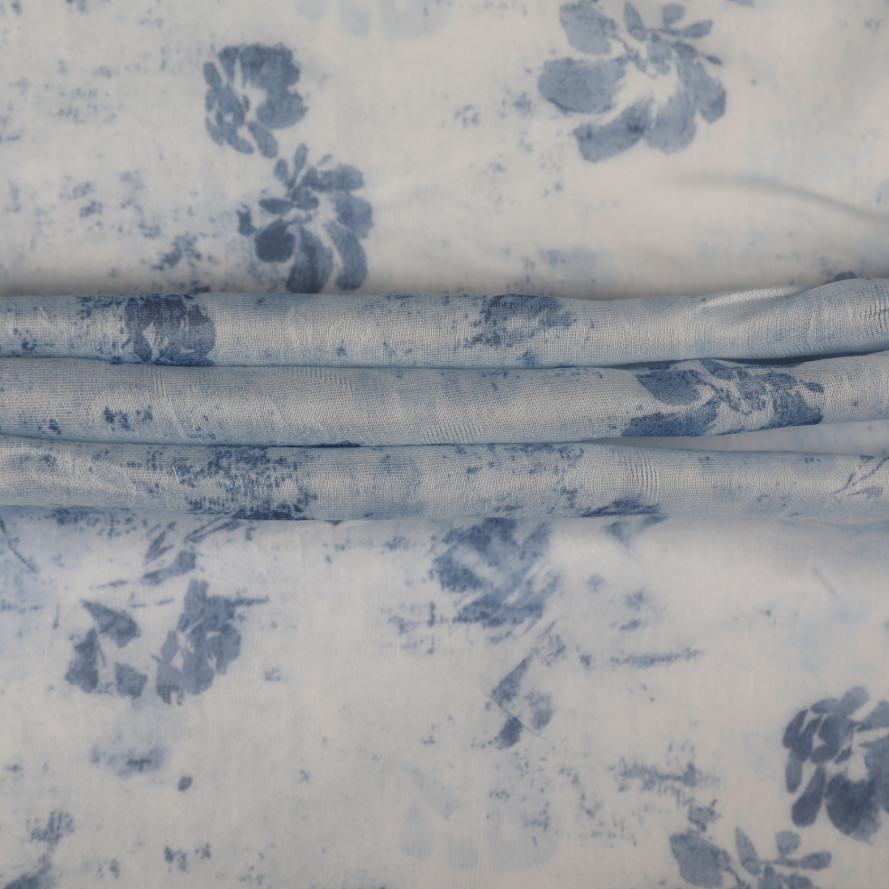 Floral Printed Organza - Blue