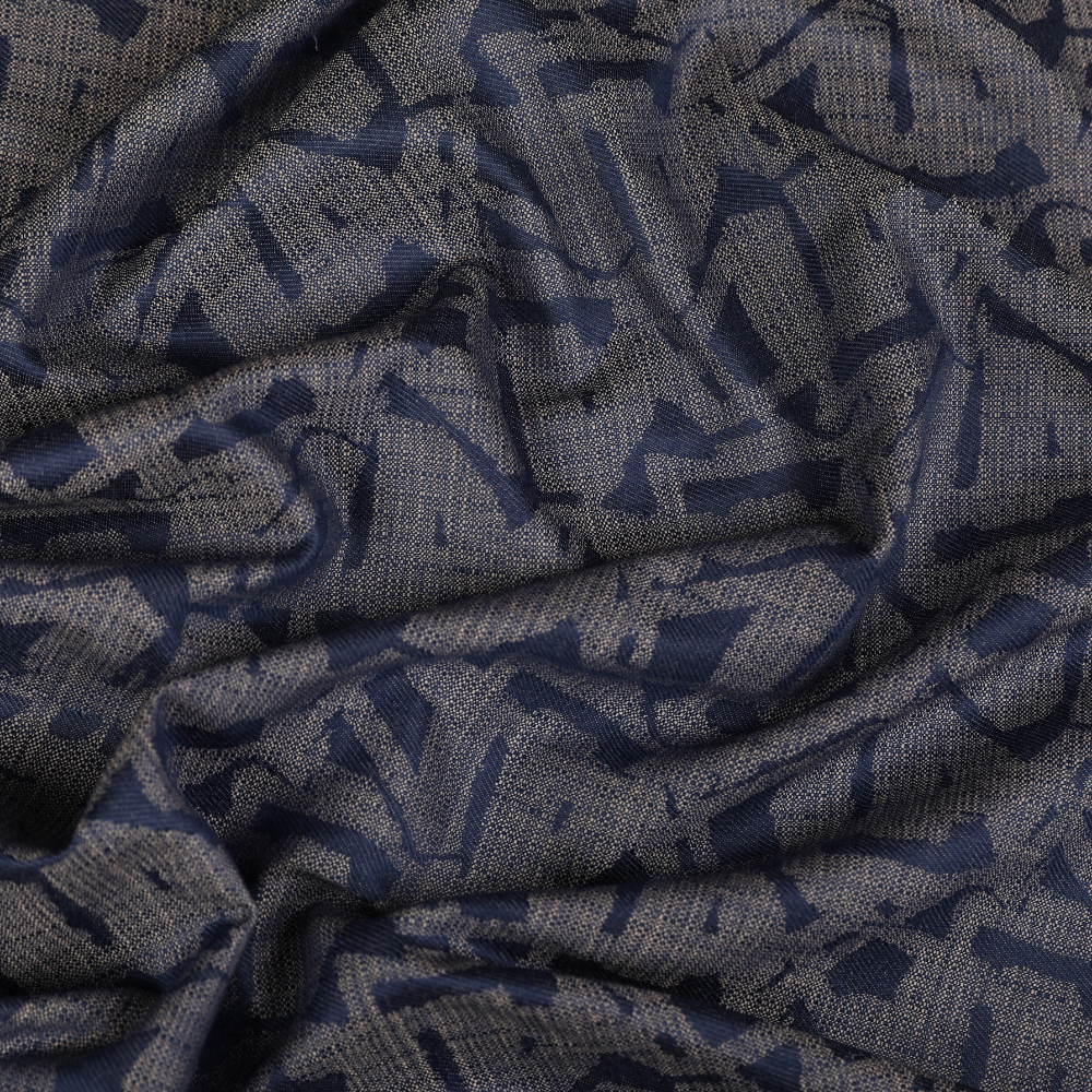 Abstract Rayon Satin Jacquard – Blue and Gray