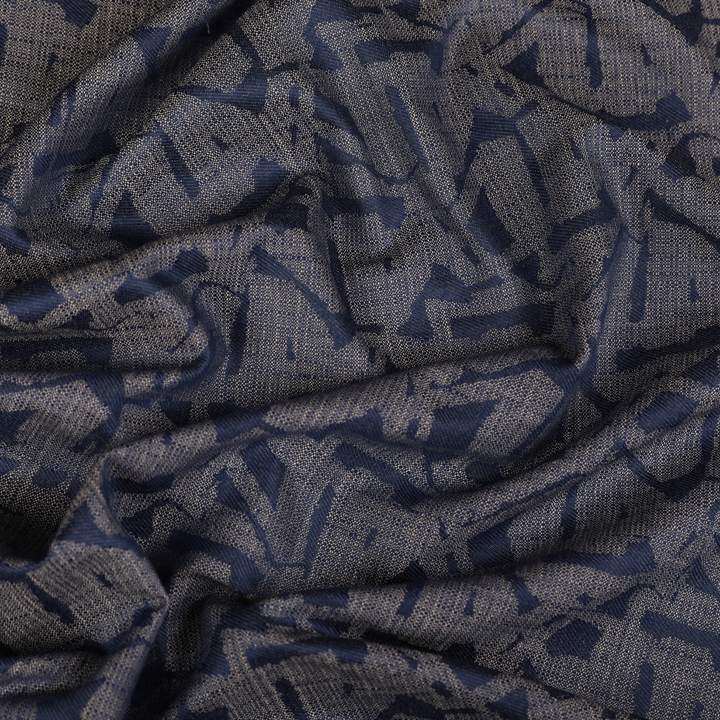 Abstract Rayon Satin Jacquard – Blue and Gray