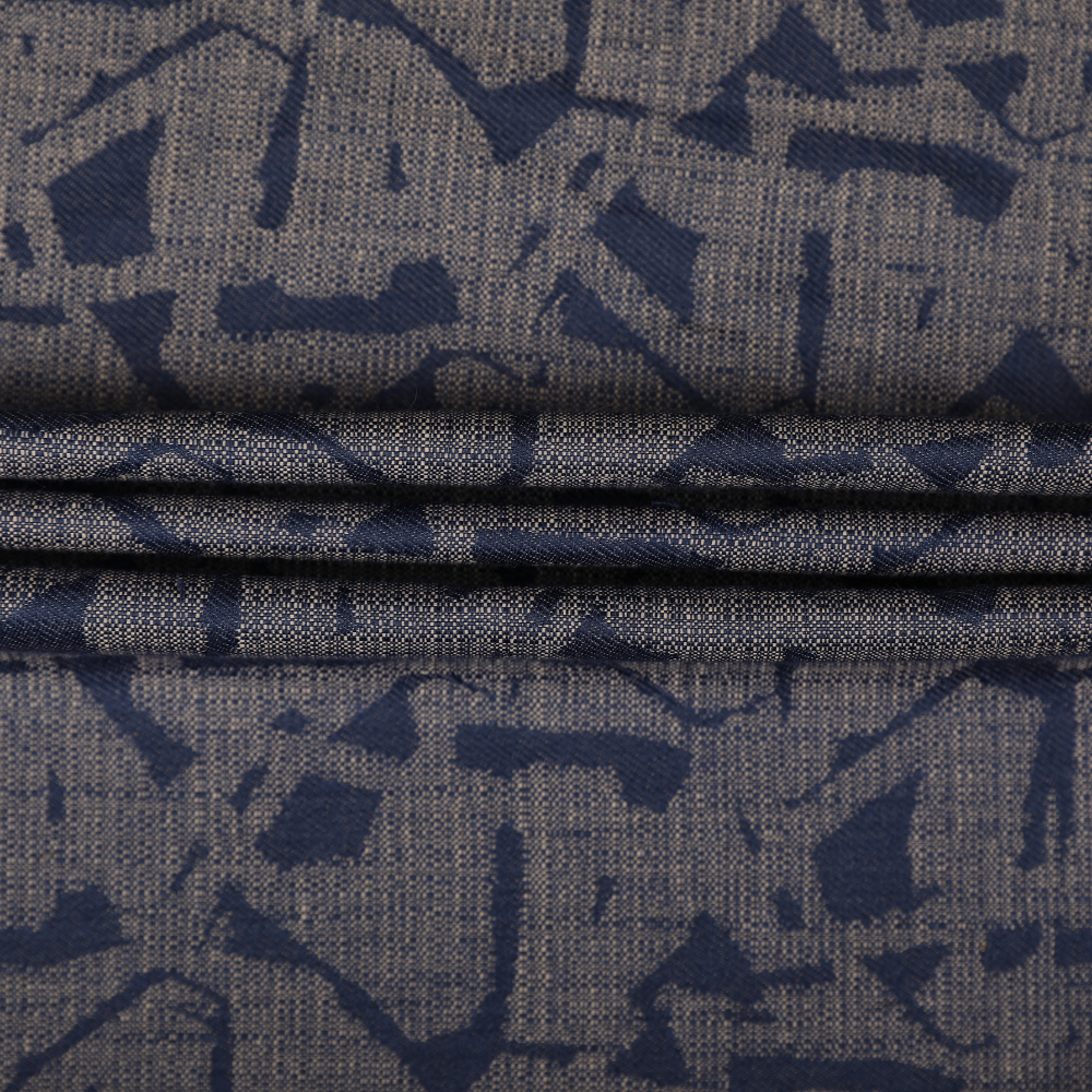 Abstract Rayon Satin Jacquard – Blue and Gray