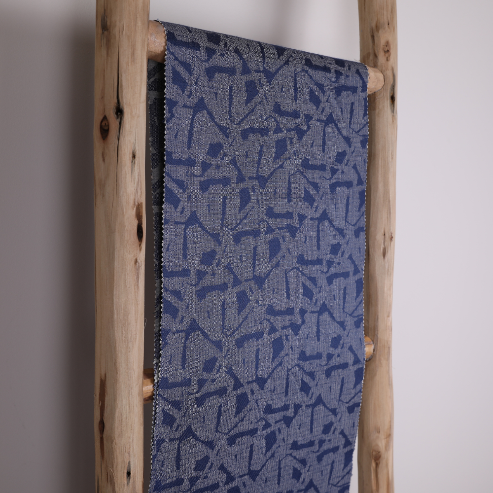 Abstract Rayon Satin Jacquard – Blue and Gray