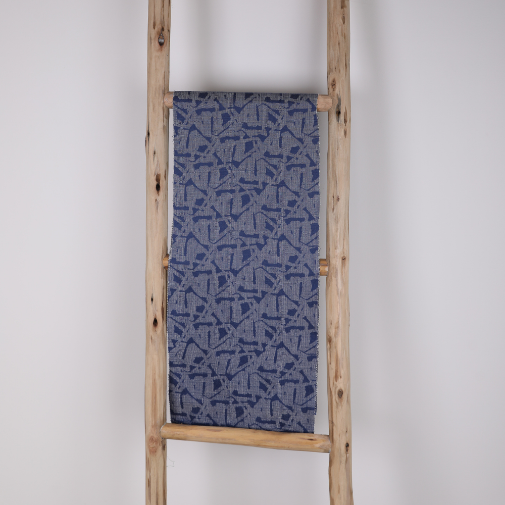 Abstract Rayon Satin Jacquard – Blue and Gray