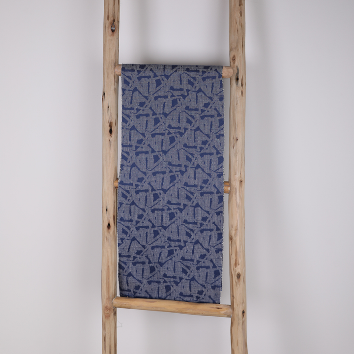 Abstract Rayon Satin Jacquard – Blue and Gray