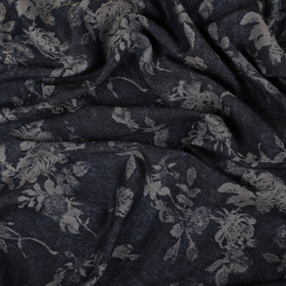 Abstract Lines Printed Satin - Blue