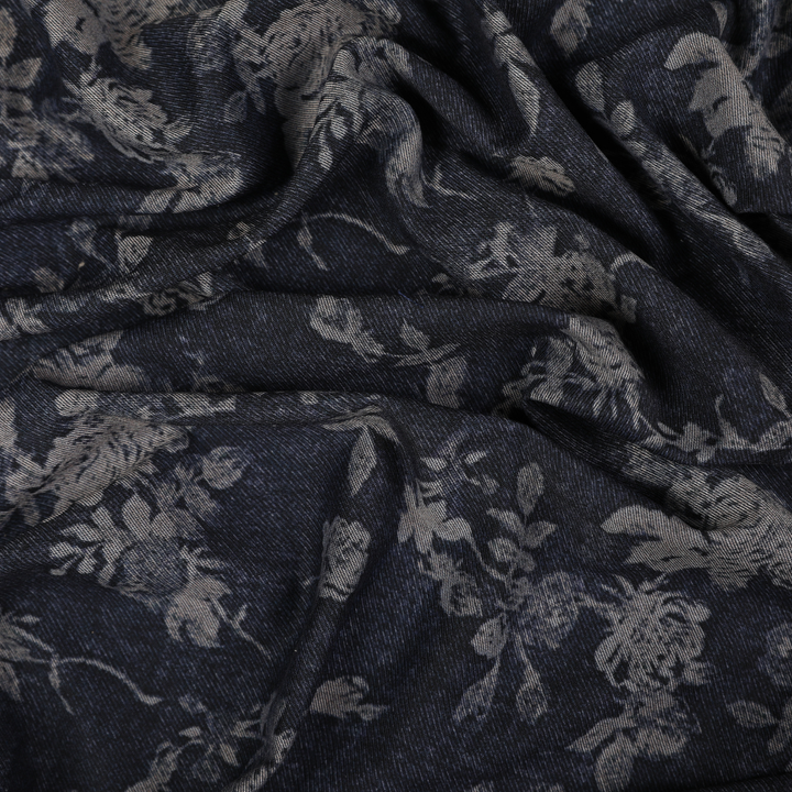 Abstract Lines Printed Satin - Blue