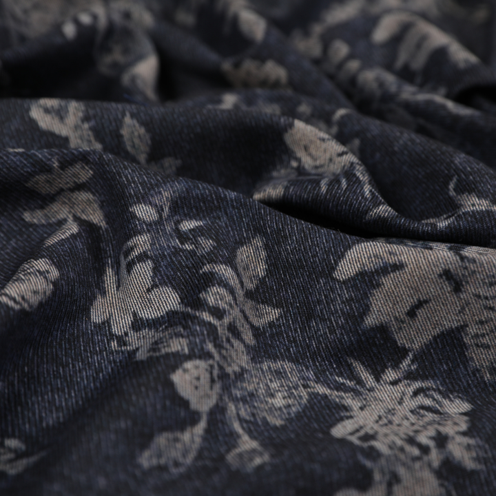 Floral Rayon Twill Printed - Navy