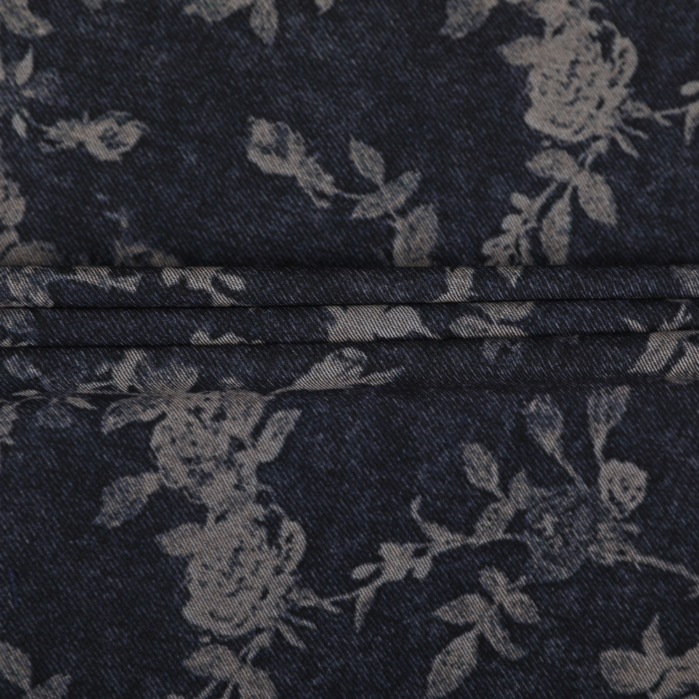 Abstract Lines Printed Satin - Blue