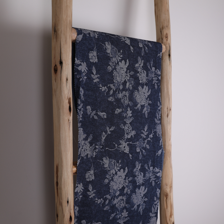 Abstract Lines Printed Satin - Blue