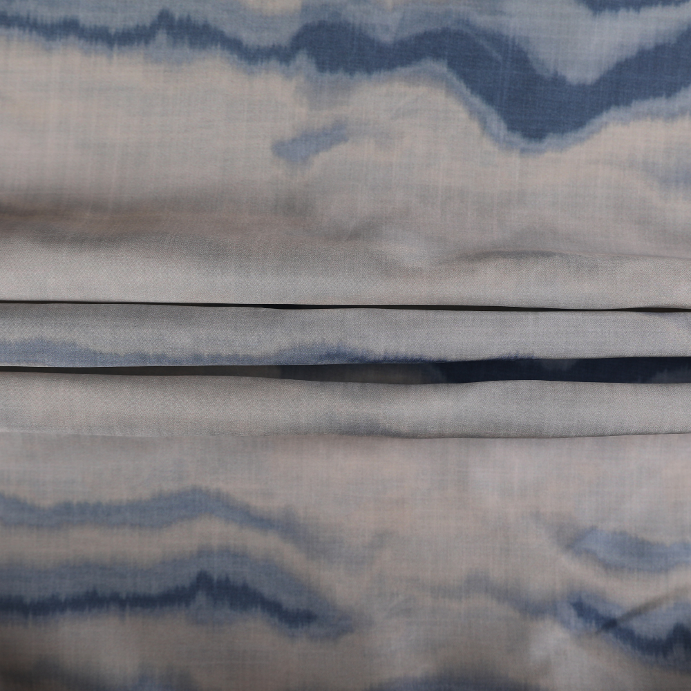 Abstract Lines Printed Satin - Blue and White