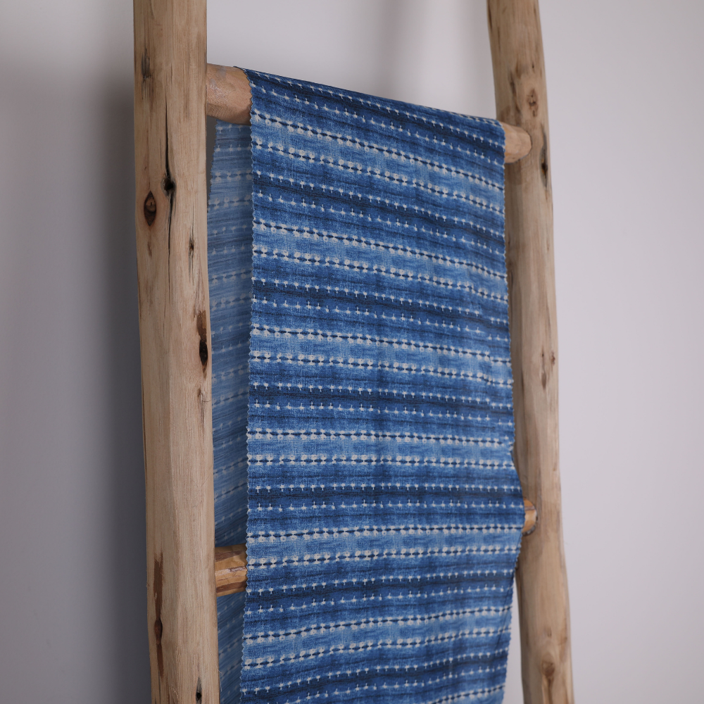 Floral Printed Linen and Viscose - Blue